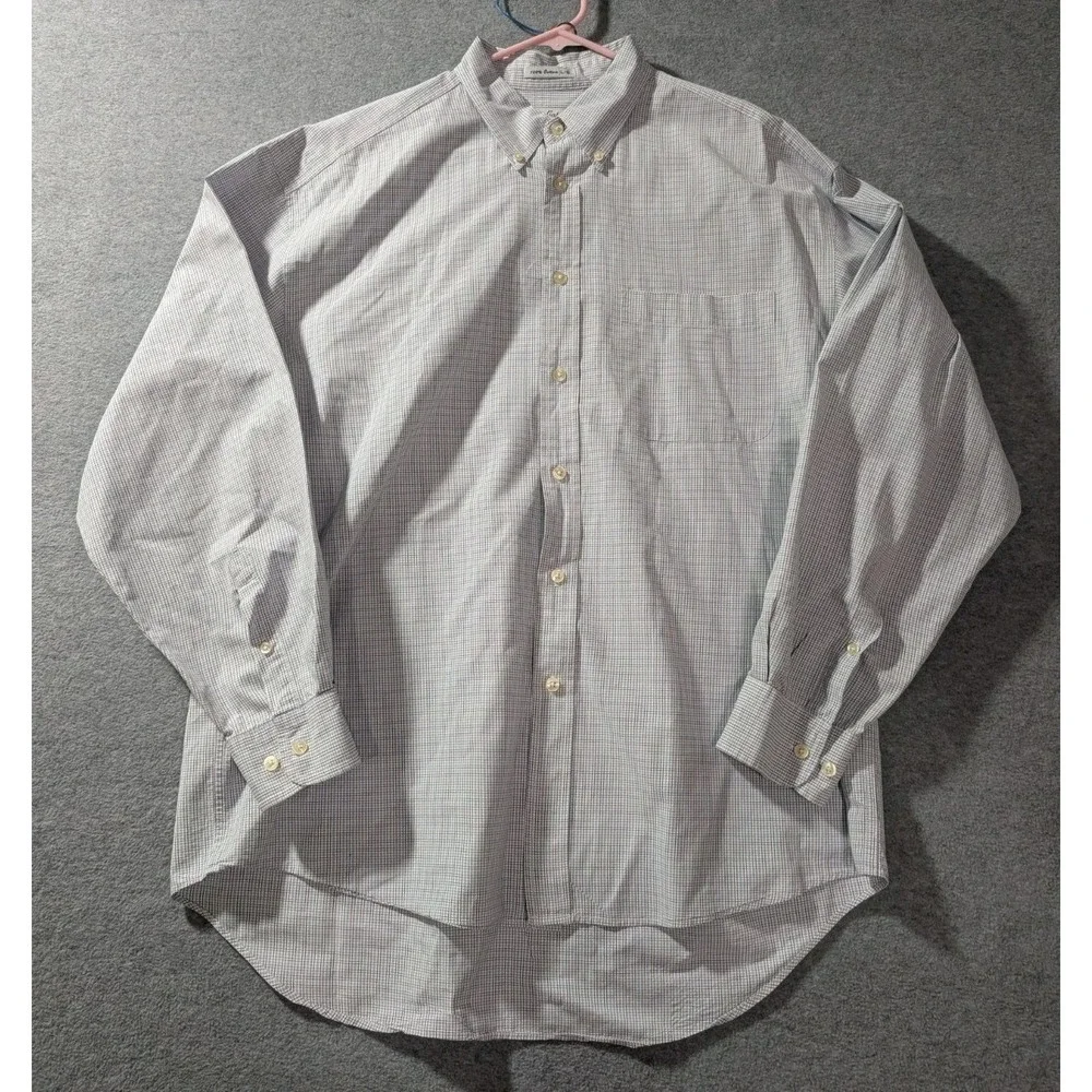 VTG Gap Dress Shirt Mens L Blue Check Plaid Button Down Classic Fit Hong Kong‎